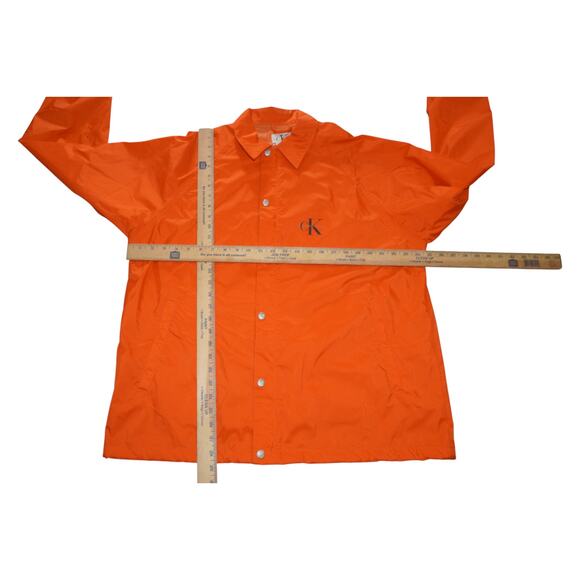 Vintage 90s Calvin Klein Jeans CK Logo Coach Jacket Orange Windbreaker Size L - Picture 13 of 14